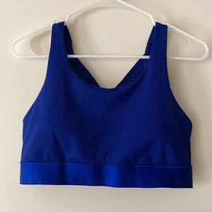 Athleta Blue Criss Cross Strap Sports Bra with Pads Women’s Large